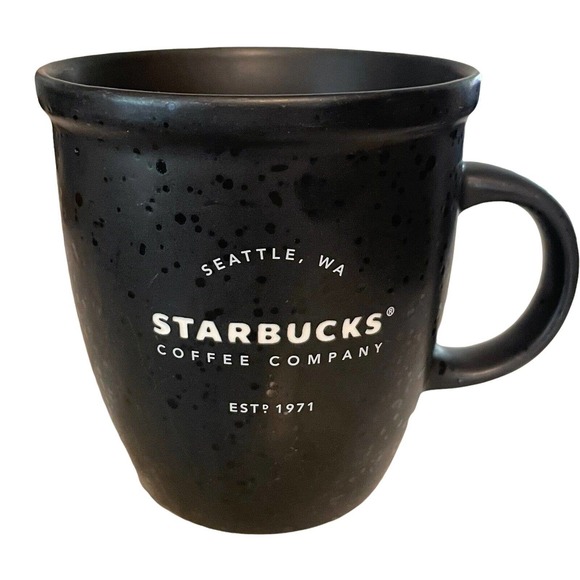 Starbucks Other - Starbucks Seattle Mug Matte Black Speckled Ceramic Embossed Logo 16 oz 2016